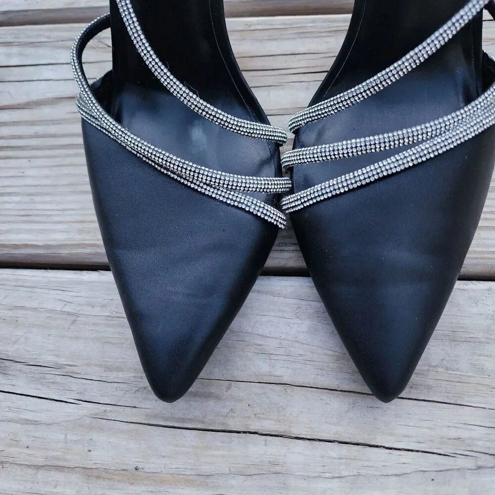 Apt 9 Tyraa Bling Pointed Women's Sz 8.5  Pumps Memory Foam Black Wedding Prom